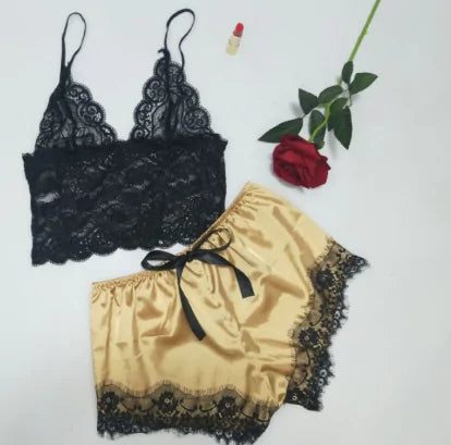Load image into Gallery viewer, Lace Satin Sleepwear Set
